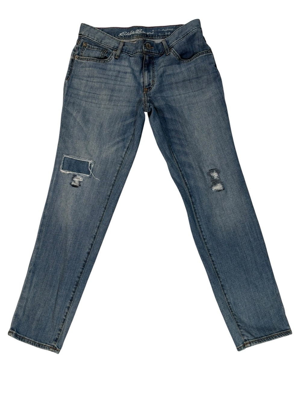 Eddie Bauer Jeans, Boyfriend Slim, Custom Patched Embroidered, Boho, Size 6